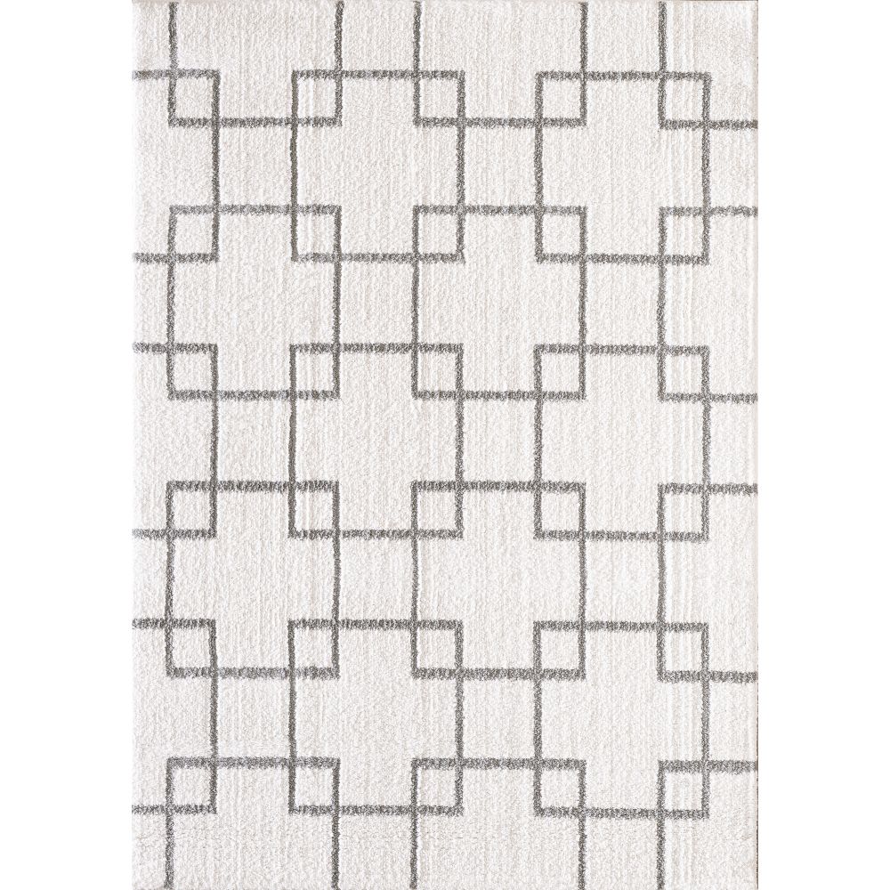 Dynamic Rugs 5901-119 Silky Shag 5.3 Ft. X 7.7 Ft. Rectangle Rug in Ivory/Silver
